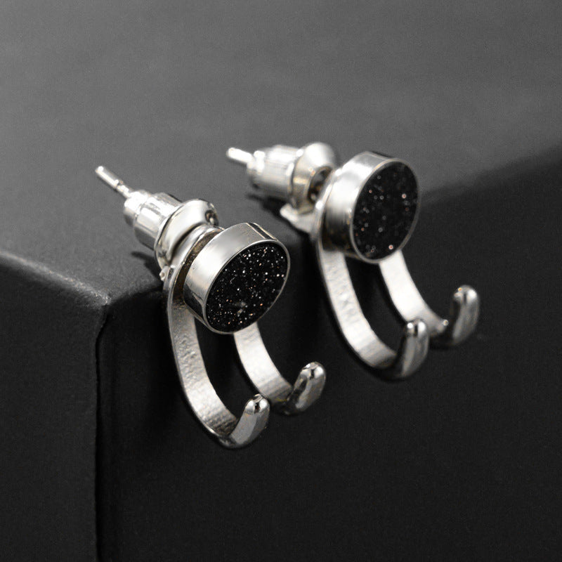 Everyday Elegance – 925 Sterling Silver Unisex Stone Earrings (Agate & Sandstone) - ZENTRION