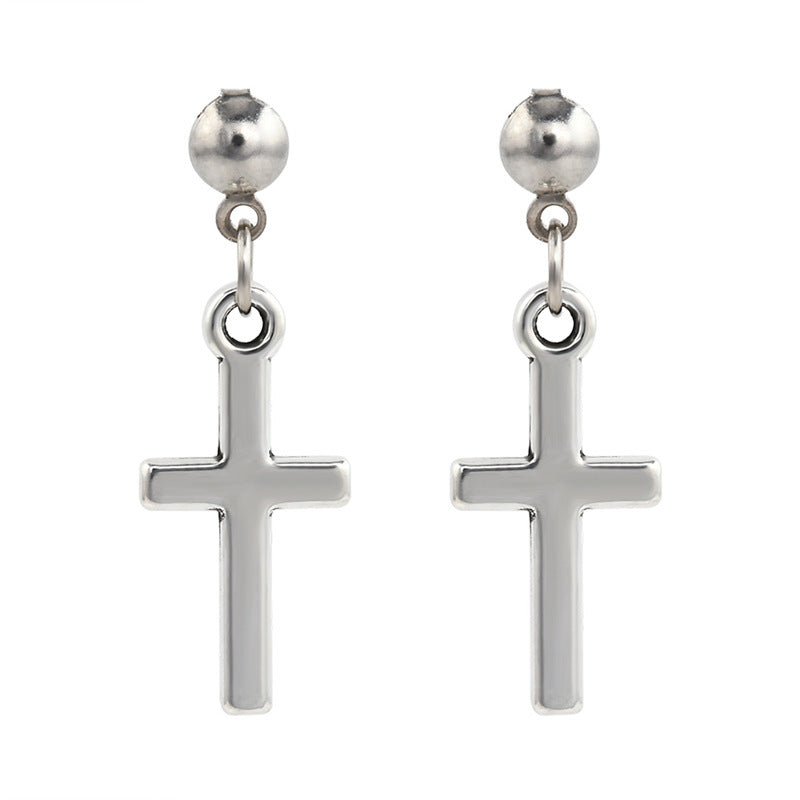 Unisex Cross Earrings – Modern Silver Ear Buckles for Fashion-Forward Men and Women - ZENTRION