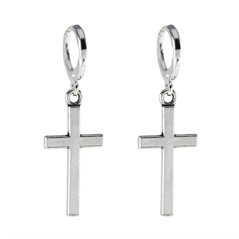 Unisex Cross Earrings – Modern Silver Ear Buckles for Fashion-Forward Men and Women - ZENTRION