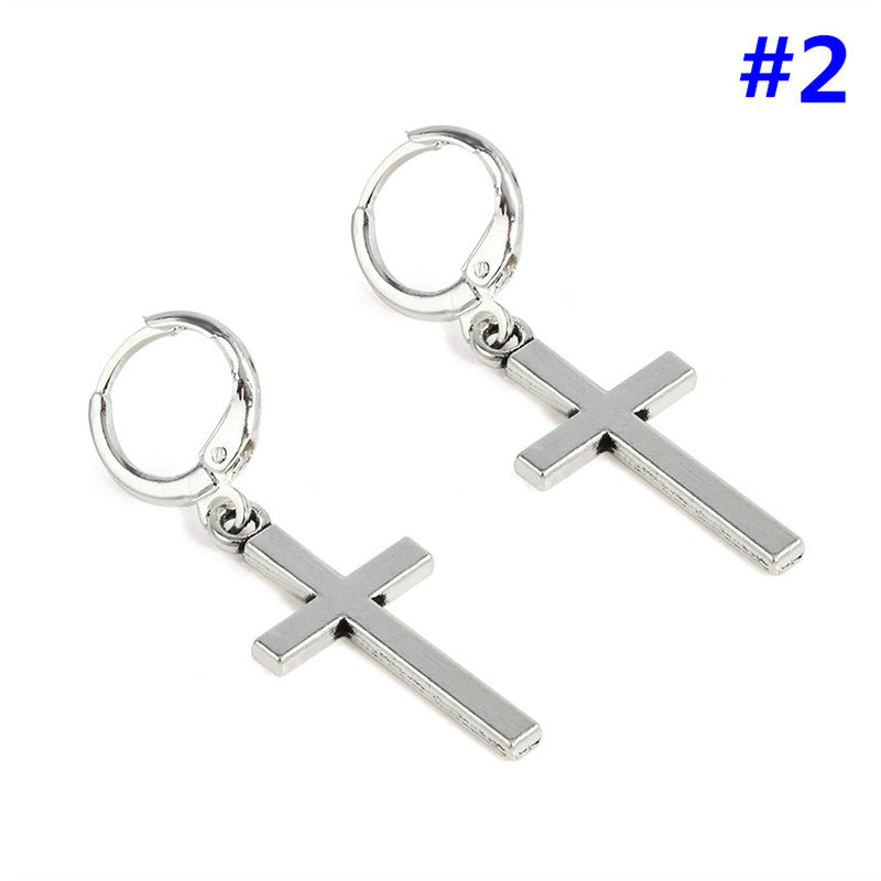 Unisex Cross Earrings – Modern Silver Ear Buckles for Fashion-Forward Men and Women - ZENTRION