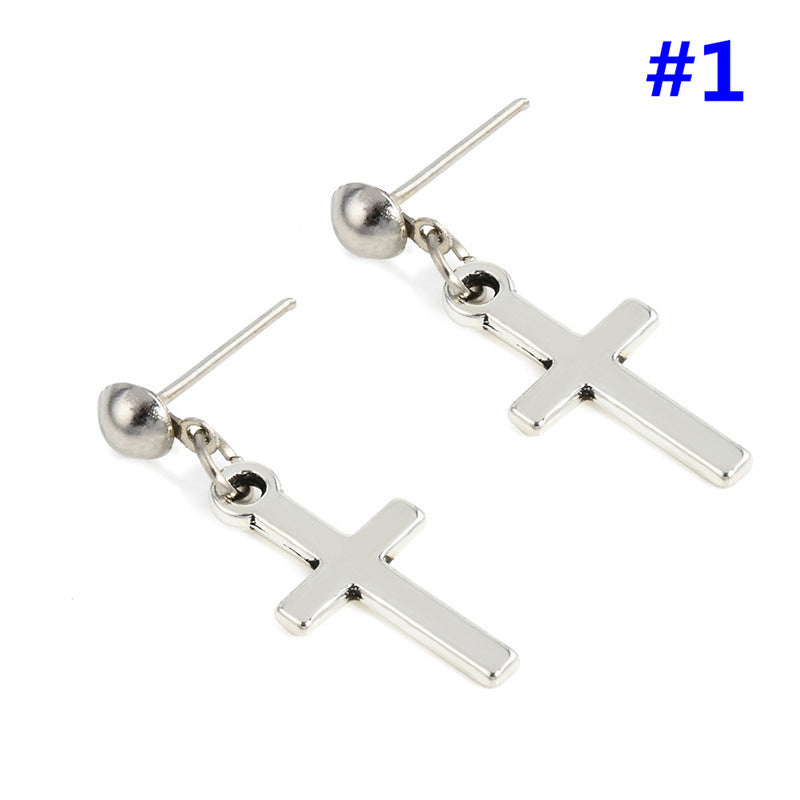 Unisex Cross Earrings – Modern Silver Ear Buckles for Fashion-Forward Men and Women - ZENTRION