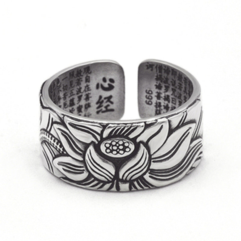 Timeless Elegance – Vintage Silver Plated Lotus Ring (Adjustable) - ZENTRION