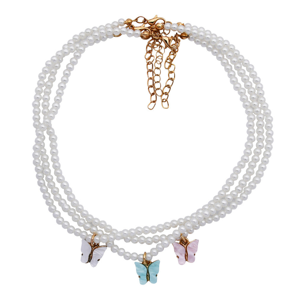 Elegant White Pearl Choker Necklace Small Round Pearl Wedding Butterfly Necklace For Women Charm Fashion Jewelry - ZENTRION