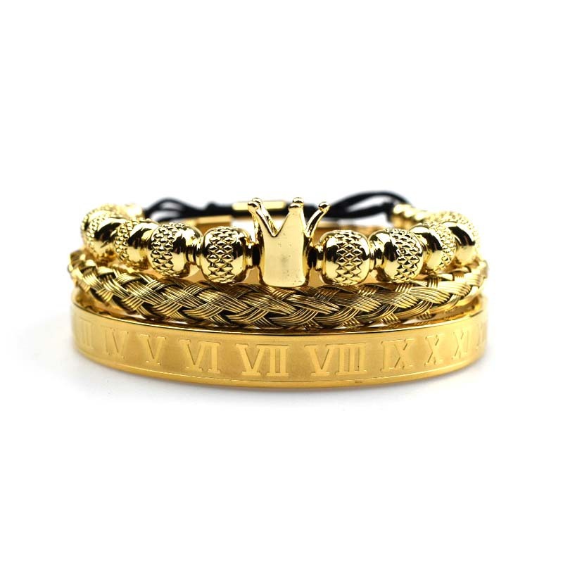 Men’s Royal Crown Charm Bracelet – Adjustable Stainless Steel Couple Jewelry | Roman-Inspired Luxury Design - ZENTRION