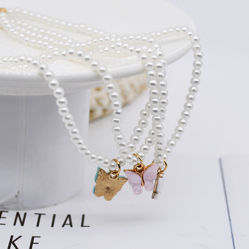 Elegant White Pearl Choker Necklace Small Round Pearl Wedding Butterfly Necklace For Women Charm Fashion Jewelry - ZENTRION