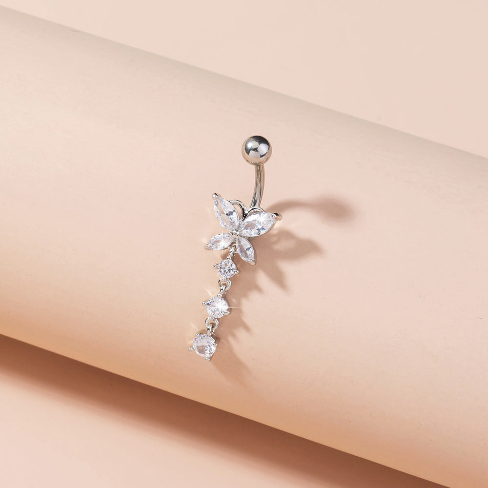 Elegant Women’s Butterfly Zircon Umbilical Ring Piercing Jewelry – Unique European & American Style - ZENTRION