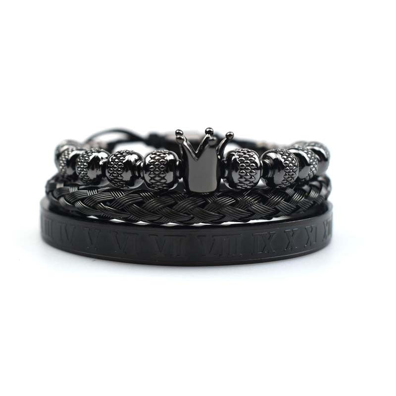 Men’s Royal Crown Charm Bracelet – Adjustable Stainless Steel Couple Jewelry | Roman-Inspired Luxury Design - ZENTRION