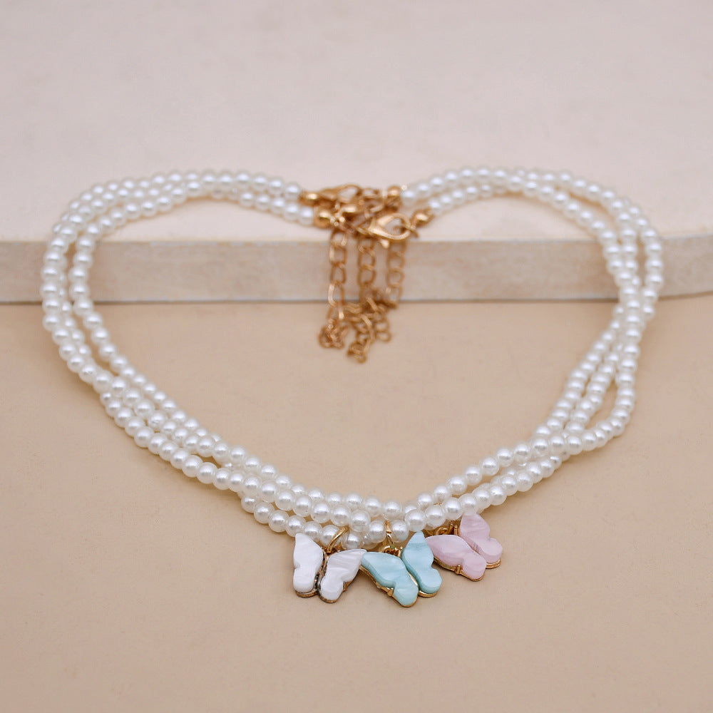 Elegant White Pearl Choker Necklace Small Round Pearl Wedding Butterfly Necklace For Women Charm Fashion Jewelry - ZENTRION