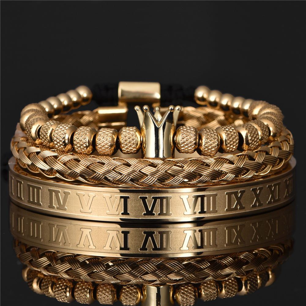 Men’s Royal Crown Charm Bracelet – Adjustable Stainless Steel Couple Jewelry | Roman-Inspired Luxury Design - ZENTRION