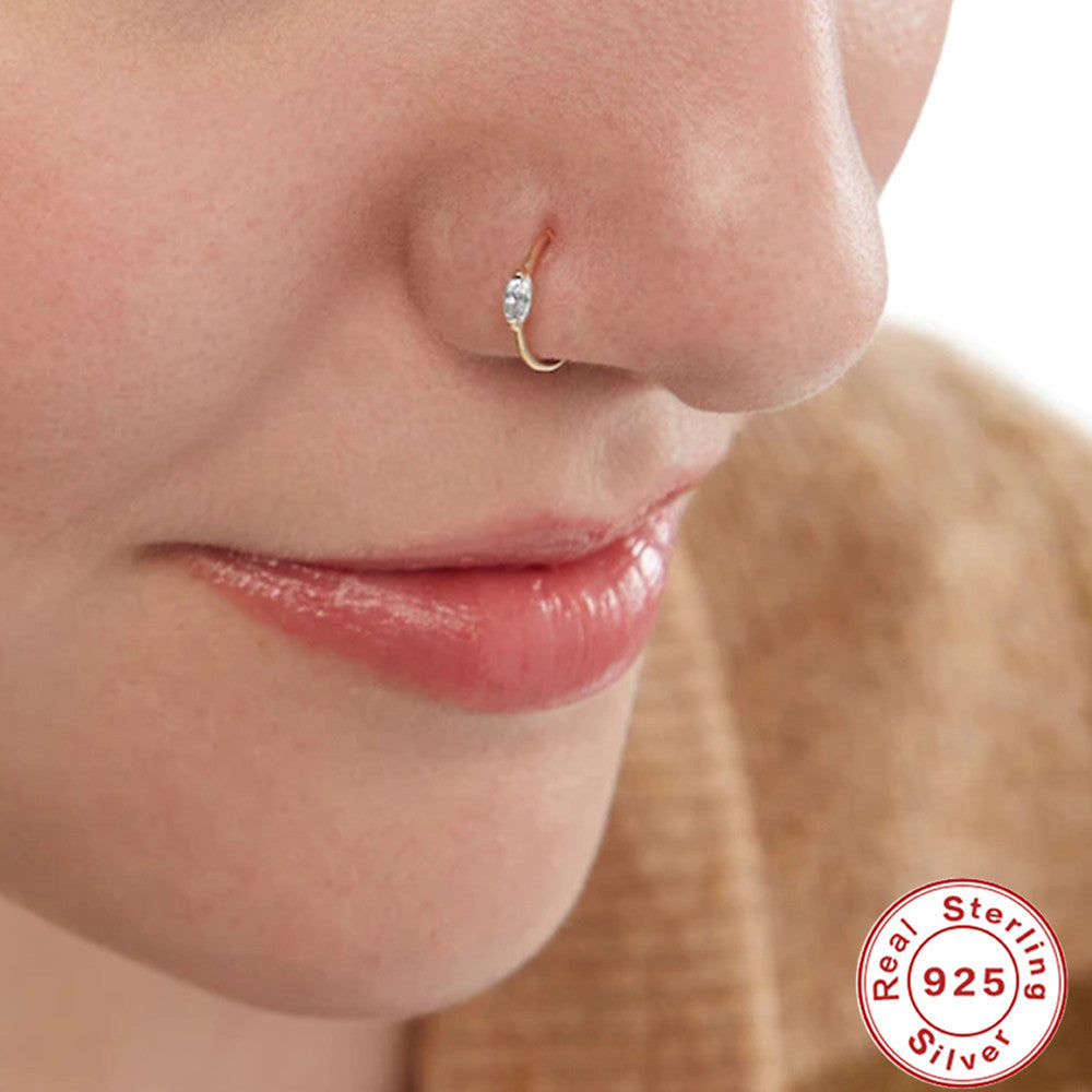 Elegant 925 Sterling Silver Geometric Nose Piercing – Chic and Modern Design for Women - ZENTRION