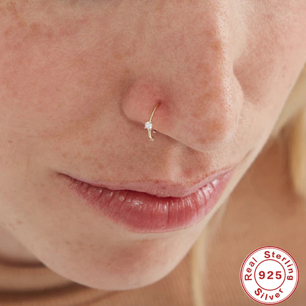 Elegant 925 Sterling Silver Geometric Nose Piercing – Chic and Modern Design for Women - ZENTRION