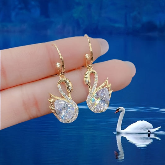 Graceful Swan Rhinestone Earrings – Elegant Women’s Fashion Jewelry - ZENTRION