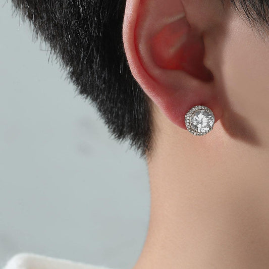 Micro Set Zircon Round Stud Earrings for Men – Elegant & Timeless Accessory - ZENTRION