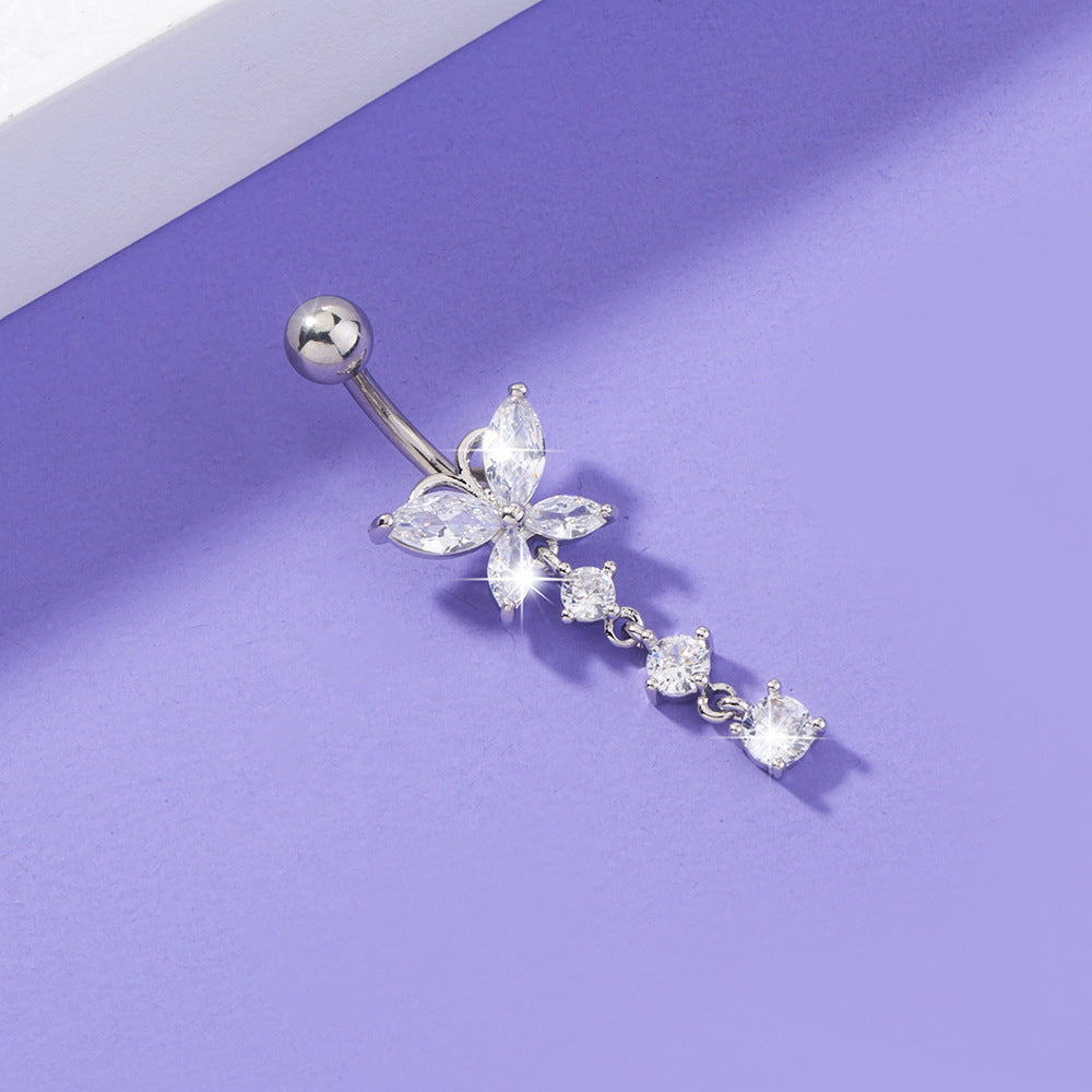 Elegant Women’s Butterfly Zircon Umbilical Ring Piercing Jewelry – Unique European & American Style - ZENTRION