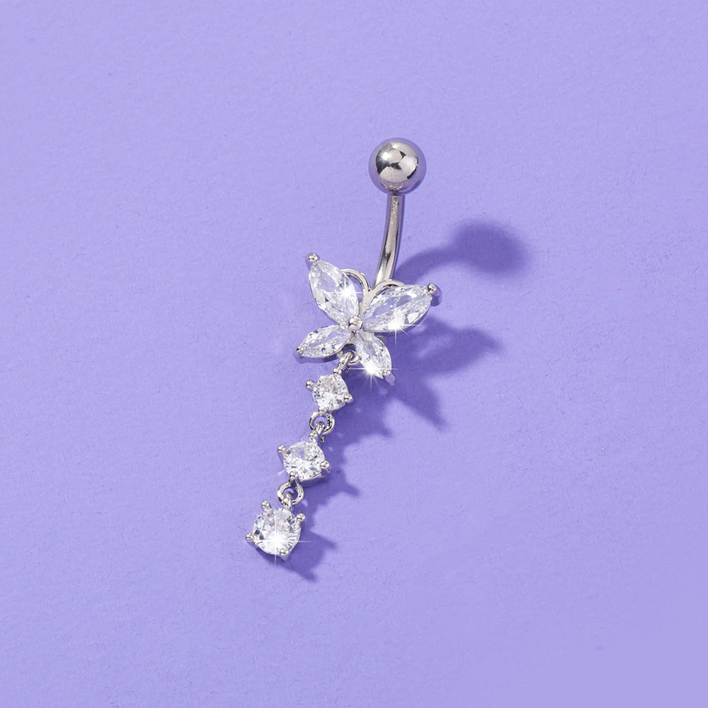Elegant Women’s Butterfly Zircon Umbilical Ring Piercing Jewelry – Unique European & American Style - ZENTRION