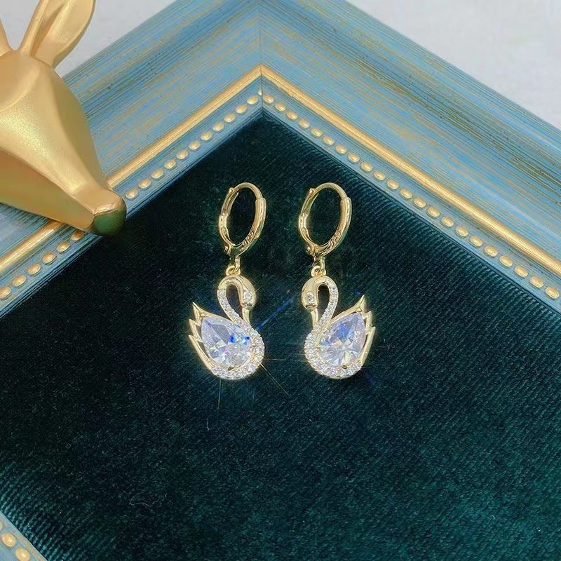 Graceful Swan Rhinestone Earrings – Elegant Women’s Fashion Jewelry - ZENTRION