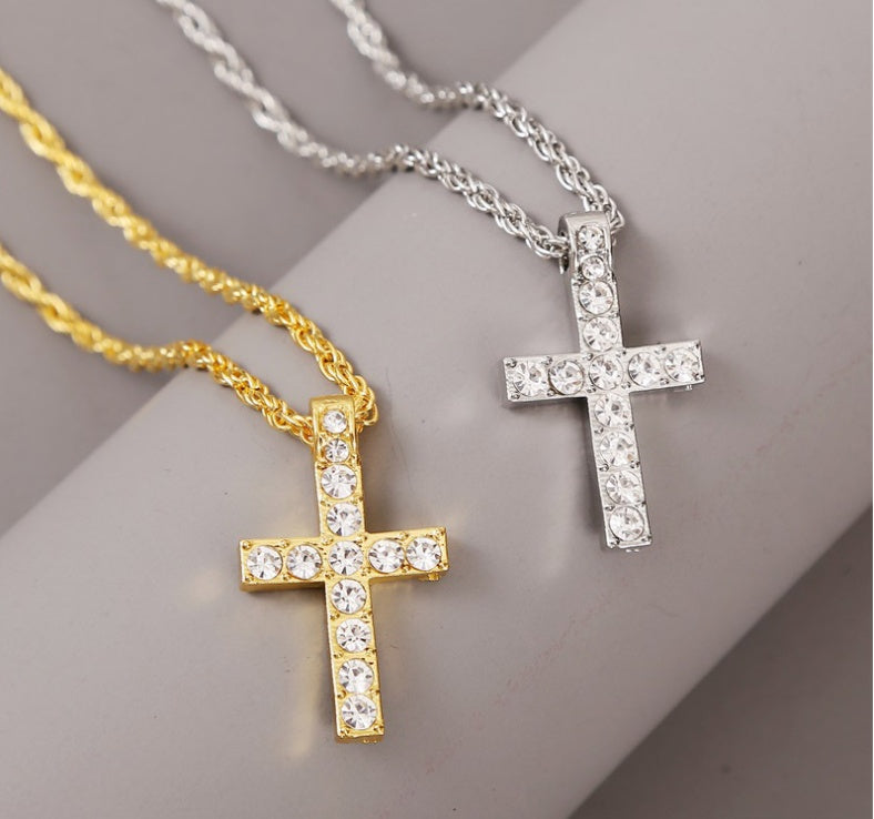 Bold Cross Pendant Rope Chain Necklace – Unisex Punk & Hip-Hop Style - ZENTRION