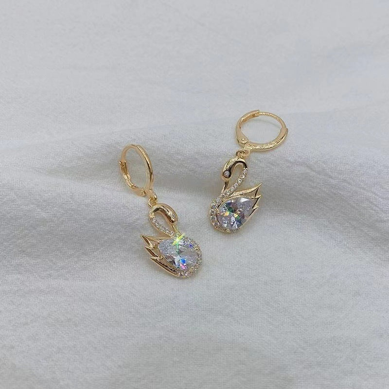 Graceful Swan Rhinestone Earrings – Elegant Women’s Fashion Jewelry - ZENTRION