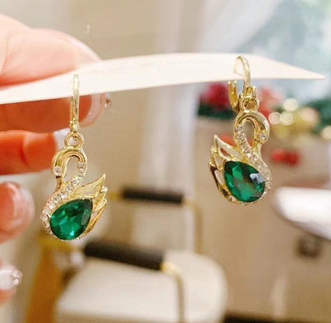 Graceful Swan Rhinestone Earrings – Elegant Women’s Fashion Jewelry - ZENTRION