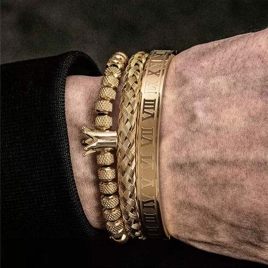 Men’s Royal Crown Charm Bracelet – Adjustable Stainless Steel Couple Jewelry | Roman-Inspired Luxury Design - ZENTRION