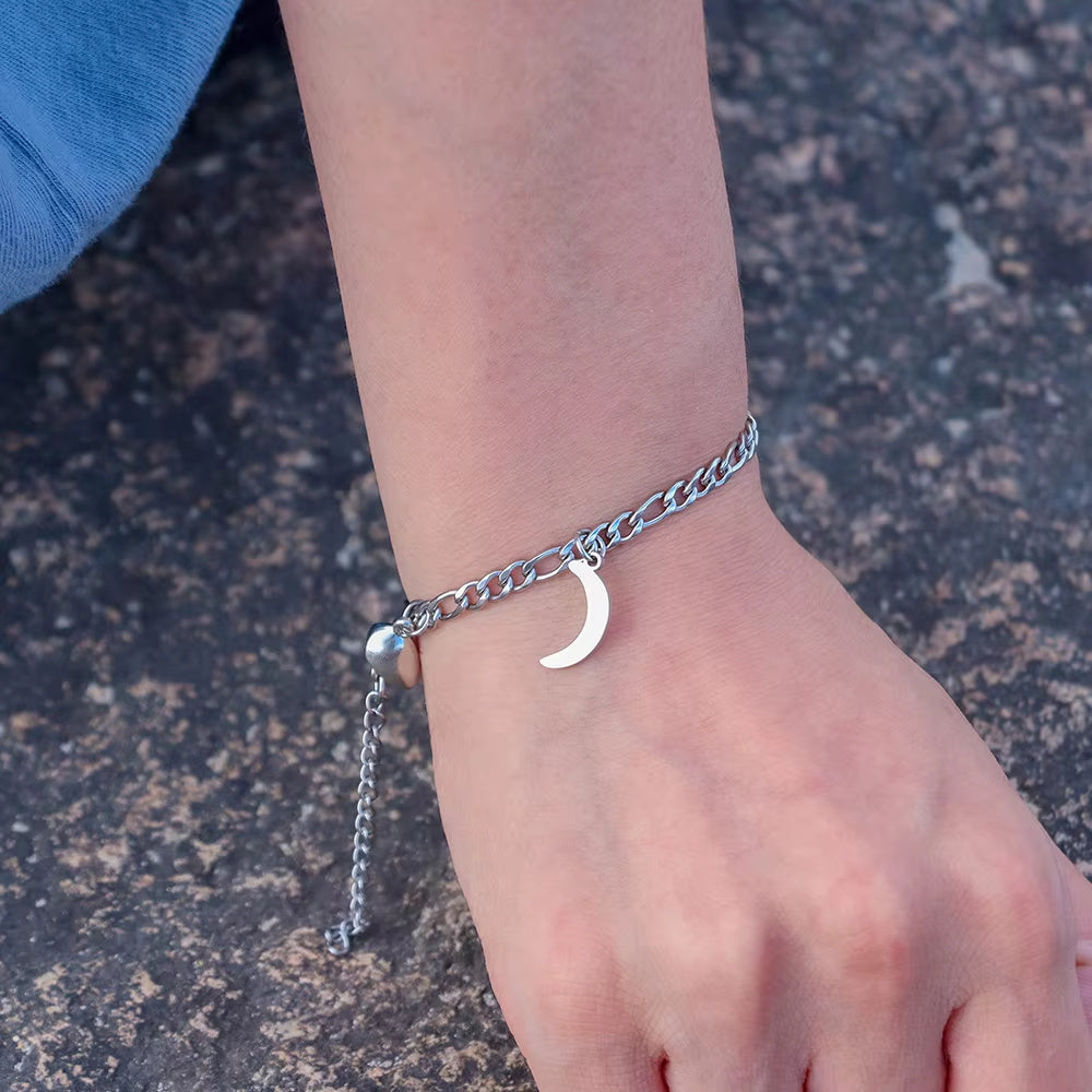 2Pcs Sun Moon Charm Magnet Attraction Stainless Steel Bracelets For Couples Men Women Jewelry Wholesale Valentine's Day Gifts - ZENTRION
