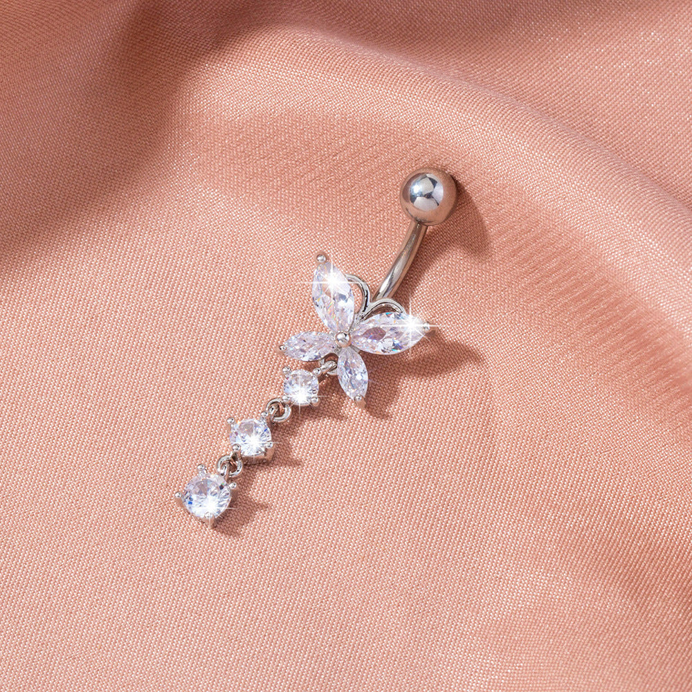 Elegant Women’s Butterfly Zircon Umbilical Ring Piercing Jewelry – Unique European & American Style - ZENTRION