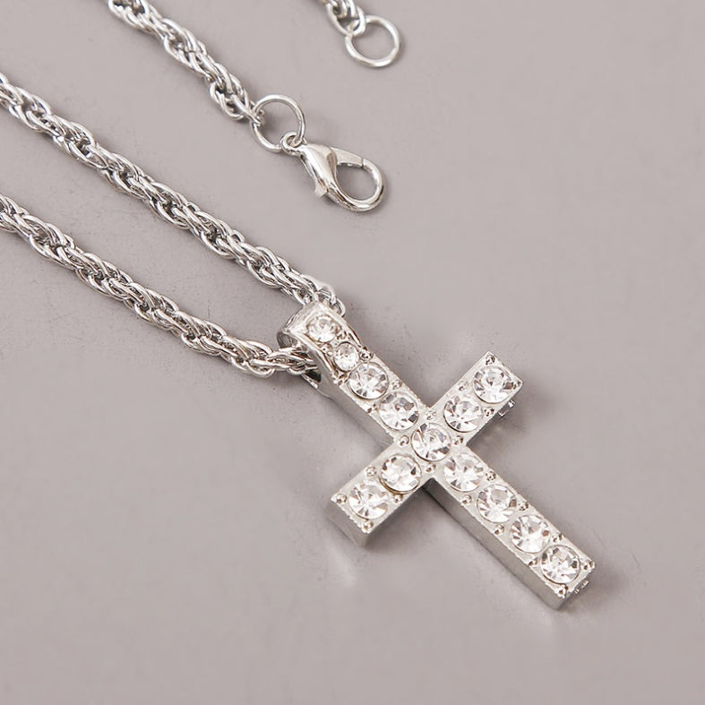 Bold Cross Pendant Rope Chain Necklace – Unisex Punk & Hip-Hop Style - ZENTRION
